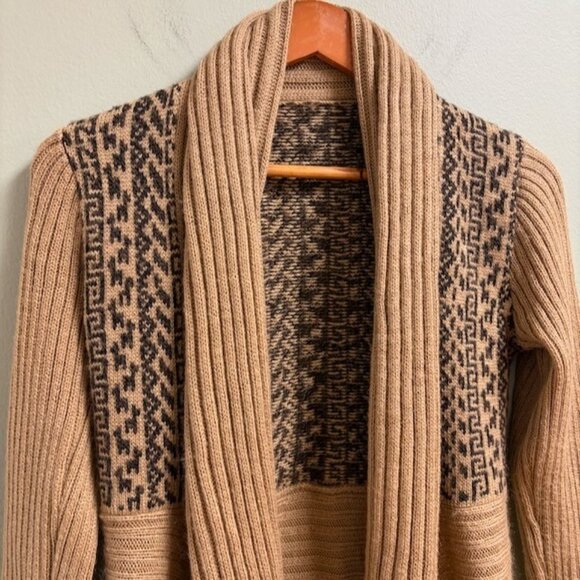 Albinaas Alpaca Womens Handmade Open Front Waterfall Brown Cardigan Size XS Peru - Picture 2 of 12
